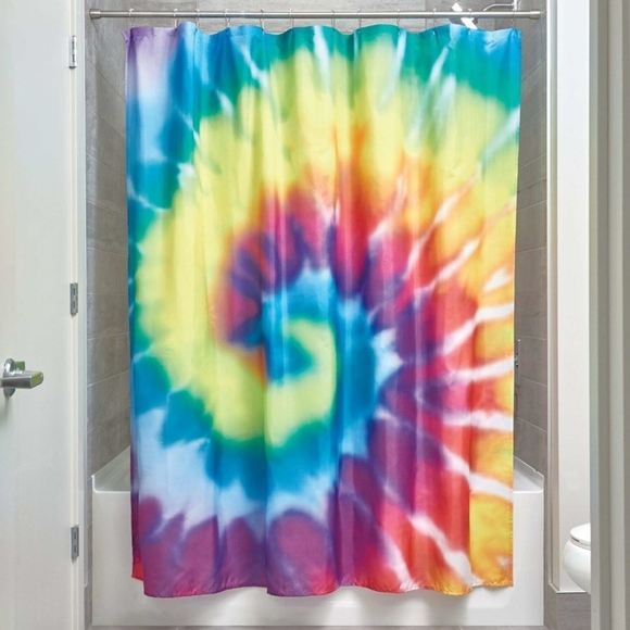iDesign Shower Curtain in Tie Dye of Rainbow Colors Size 72" by 72" - Picture 1 of 3